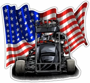 Calcomanía adhesiva de vinilo Quarter Midget Car Racing Dirt Race bandera de EE. UU. 4,6" - Imagen 1 de 1