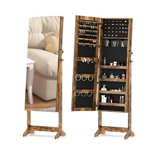 SDHYL Full Length Mirror with Storage, Mirror Jewelry Cabinet Standing, Woode... - Picture 1 of 7