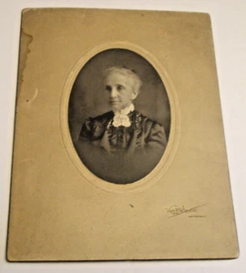 Antique  Photo Victorian Lady Grandma Black Dress Amsterdam NY Mohawk Valley - Picture 1 of 4