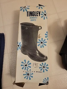 Tingley Women's Rubber Boots Stretch On Easily Black Size I Small 5 to 6.5  NOS  - Picture 1 of 5