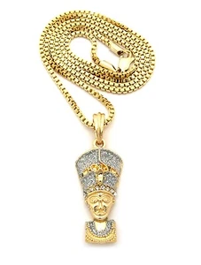 NEU QUEEN NOFRETETE MICRO ANHÄNGER 2mm/24" BOX KETTE HIP HOP HALSKETTE MMP97 - Bild 1 von 9