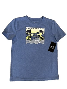 Under Armour boys T Shirt YM Youth Medium Blue Graphic Print Cotton Blend - Picture 1 of 5