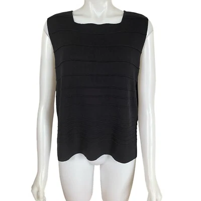 Geoffrey Beene Mujer XL Negro Elástico Sin Mangas Informal Top Primavera Verano Nuevo Con Etiquetas Foto 1 de 4