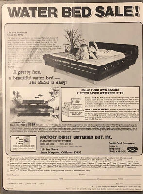 Venta directa de fábrica 1979 cama de agua anuncio impreso Santa Margarita California de colección años 70 Foto 1 de 4