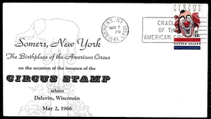 1309 5c Stamp (1966) THE CIRCUS & RBBB CLOWN LOU JACOBS FDC - SOMERS, NY - Picture 1 of 1