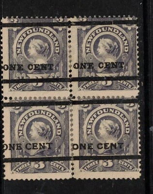 Newfoundland #75 - #77 Mint Fine Original Gum Hinged Block **With Certificate** - Image 1 of 2