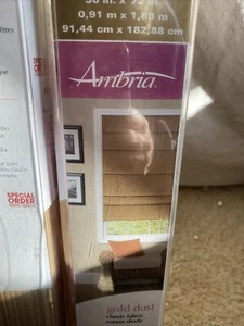 2 Ambria Natural Fiber Thermal Fabric Roman Shade, 36" x 72", Gold Dust - Picture 1 of 9