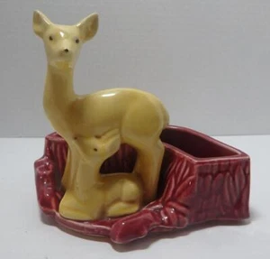 Vintage Shawnee Keramik Mutter und Baby Hirsch Pflanzgefäß - Bild 1 von 6