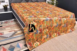 Kantha Quilt Throw Home Bedding Ralli Indoor Blanket King Coverlet Hippie Gudari - Picture 1 of 65