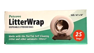 Petcove LitterWrap para gatos 25 bolsas de arena desechables autolimpiantes 16"x18" - Imagen 1 de 5