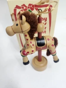 Vtg Holiday Memories Carousel Horse Christmas Ornament  CHENILLE MANE & TAIL 4" - Picture 1 of 3