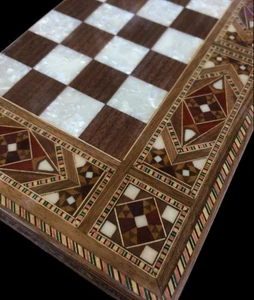 Backgammon Set Handmade Solid Wood Game Inlaid Board 3.8" - Christmas Gift - Picture 1 of 9