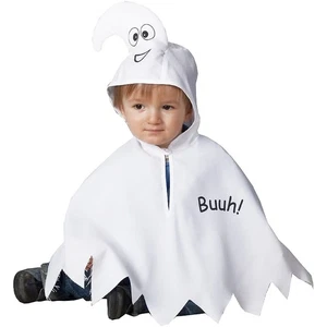 Kinder Geister Poncho mit Kapuze / Halloween Karneval Jungen und Mädchen Kostüm - Bild 1 von 3