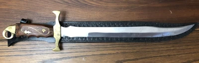 Daga de 18 pulgadas con funda de cuero Foto 1 de 4