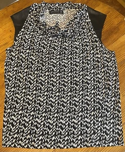 Peter Morrissey Black/White Print Pattern Sleeveless Top - SIZE 14 - VGC - Picture 1 of 9