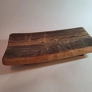 Display Holz Tablett handgehauen/geschnitzt mit Füßen 12,75" x 6,5" - Bild 1 von 14