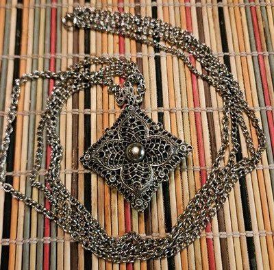 Pendant Necklace by Celebrity Vintage Costume Jewelry 30” Statement  - Image 1 of 4