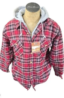 Moose Creek Men's Long Sleeve Quilted Flannel Red and Black Plaid- NEW! - Image 1 of 4