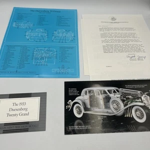 Franklin Mint 1/24 The Duesenberg 20 Grand Speedster Paperwork/Certification - Picture 1 of 8