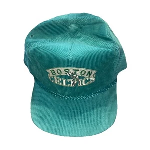 Vintage Boston Celtics Corduroy Hat Cap Green Strapback - Picture 1 of 8