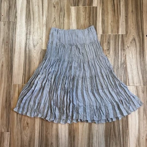 Vintage Maxi Rock hellblau Gr. XL blau Landhaus Boho Rüschen Stufen Festival - Bild 1 von 6