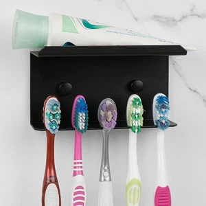 Wandzahnbürstenhalter für Dusche, Aluminium selbstklebend 5 Schlitze Zahn  - Bild 1 von 12