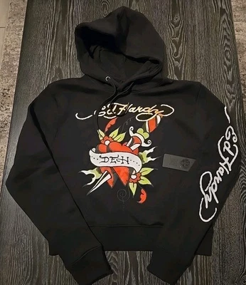Sudadera con capucha Ed Hardy Black Hearts & Dagger para mujer talla mediana NUEVO Foto 1 de 4