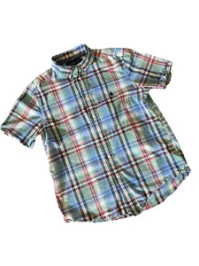 Polo Ralph Lauren Blue Plaid Short Sleeve Shirt Size Youth Large 14-16 - Picture 1 of 4