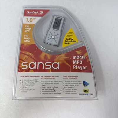 SanDisk Sansa M240 MP3 Player ( 1 GB ) -Silver - Brand New Sealed - Image 1 of 4