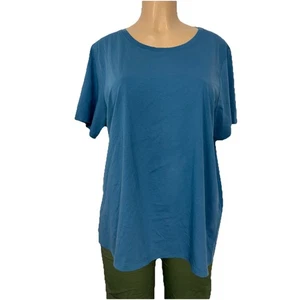 Eileen Fisher türkisblaues kurzärmliges Basic Baumwollhemd Damengröße 1X Freizeit Oberteil - Bild 1 von 13