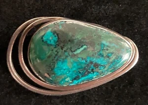 MCM Gemstone Azurite Pendant/Brooch Vintage Beautiful Sterling Silver Unique - Picture 1 of 19