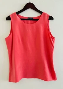 Classiques Entier silk sleeveless lined blouse, Coral, M - Picture 1 of 4