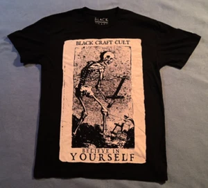 Black Craft Cult Believe in Yourself Black Goth Skeleton + Sword Graphic T Shirt - Picture 1 of 5