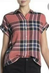 Neu Sanctuary mehrfarbig kariertes kurzärmliges Boyfriend-Hemd mit Knopfleiste Größe S - Bild 1 von 9