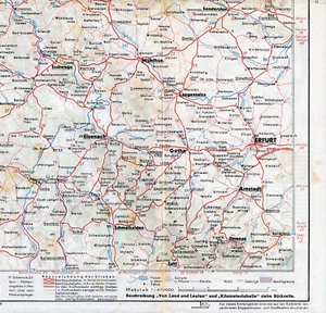 Erfurt Eisenach Mühlhausen Suhl Gotha 1937 Shell-Teilkarte Reichsautobahn im Bau - Bild 1 von 2