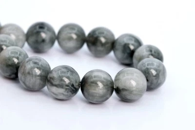 Cuentas sueltas redondas 9 mm genuinas gris claro crisoberilo ojo de gato AA de 7" Foto 1 de 3