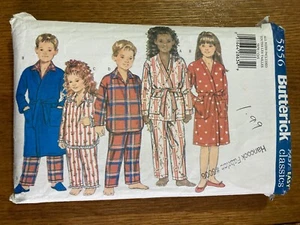 Complete Butterick 5856 Pattern XL Unisex Child Sleepwear Top Pants Pajamas Robe - Picture 1 of 3