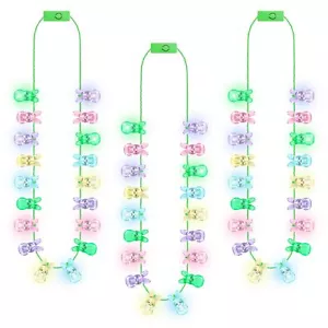 3PCS Easter Necklace Decorations Light up Easter Bunny Pendant Necklaces Colo... - Picture 1 of 6
