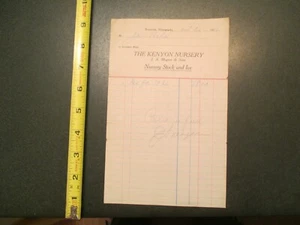 Nursery Stock and Ice Kenyon Minnesota MN 1926 invoice Letterhead 1125 - Picture 1 of 1