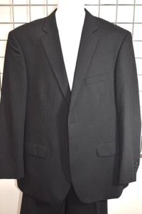 Emanuel Ungaro 100% Wool Dark Gray Stripped Men's 2 Buttons Suit Size 44R - Picture 1 of 12