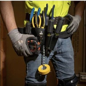 KLEIN TOOLS (MEDIUM) Electrician Leather Multi Tool Belt 8 Pocket Pouch (NEW) - Picture 1 of 24