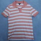 Banana Republic Mens Shirt M Fitted Orange Striped Short Sleeve Polo
