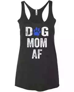 Dog Mom AF Gift For Mothers Day Funny Fur Mama Gifts Dog Lover Cute Racer Tank T - Picture 1 of 5