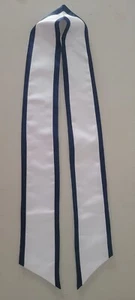 GRADUATIONMALL White/Navy Blue Plain Graduation Stole With Trim Color 72'' - Picture 1 of 2