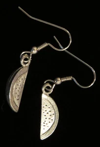 Wassermelonenscheibe Ohrringe Sommer Picknick Essen Melone Garten Samen Antik Zinn - Bild 1 von 12