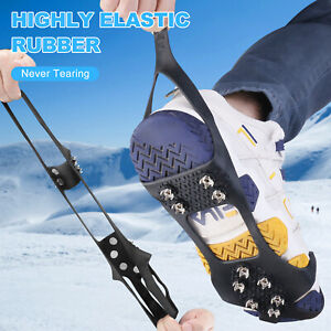 Ice Crampons Snow Grips Anti Slip On Over Shoe Boot Studs Cleats Spikes Grippers