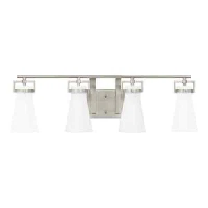 Home Decorators Clermont 30.75 in. 4-Light Brushed Nickel Bathroom Vanity Light - Picture 1 of 12
