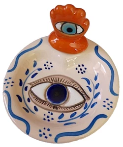 Tray - Small, Evil Eye Ceramic, Hand Painted, High Fire, Peruvian, 3.5" Wide - Picture 1 of 1