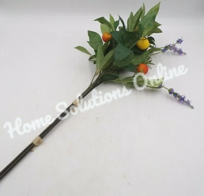 Pottery Barn Faux Citrus Lemon and Lavender Plant Stem Bunch Bouquet 28" #5024C - Image 1 of 4