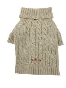 Mark and Graham Cable Knit Dog Sweater Medium DARLA mono Natural Wool blend 7 - Picture 1 of 10